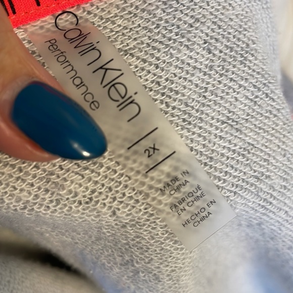 CALVIN KLEIN LOGO women’s plus PERFORMANCE 1/2 zip sweatshirt grey pockets 2X - Picture 11 of 17